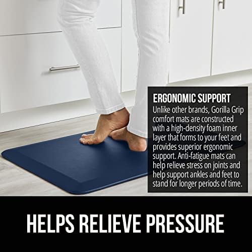 GORILLA GRIP Cushioned Antifatigue Kitchen Mat for Floor, 48x20, Navy