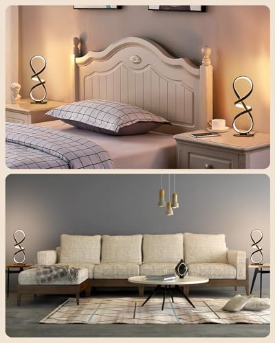 Set of 2 Cool LED Table Lamps, Modern Spiral Touch Desk Light