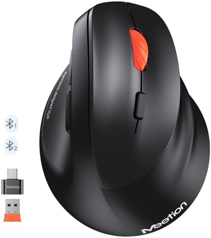 MEETION Ergonomic Vertical Wireless Mouse, Bluetooth Multi-Device