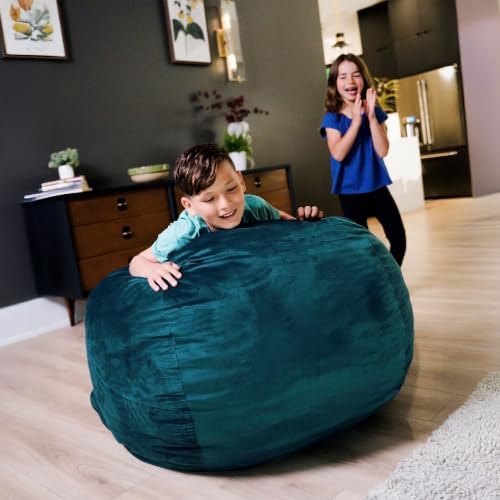 Big Joe Fuf 3.5Ft Foam Bean Bag Chair for Kids, Teens, Mediterranean Plush Polyester, 3.5 Foot Large Ultra-Soft Seat for Gaming, Bedroom, Reading Nook