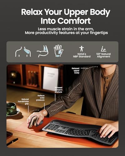 ProtoArc EM11 NL Wireless Ergonomic Mouse, Rechargeable, Black Gold