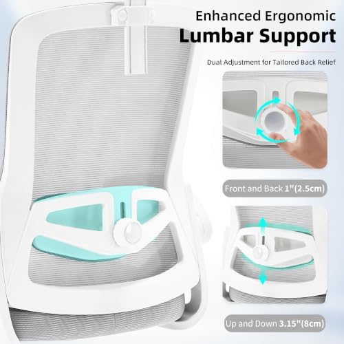 Ergonomic Mesh Office Chair with 2D Adjustable Headrest and Lumbar Support