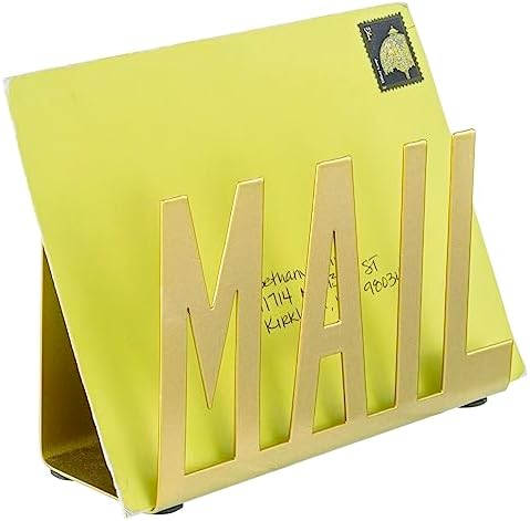 MyGift Gold Metal Mail Holder, Desktop Organizer with MAIL Design