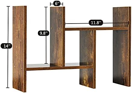 J.M.Deco Desktop Organizers and Storage for Office, Adjustable Desktop Organizer Shelf Double H Display, True Natural Stand Shelf, Desktop Shelf Organizer Natural Wood Tone