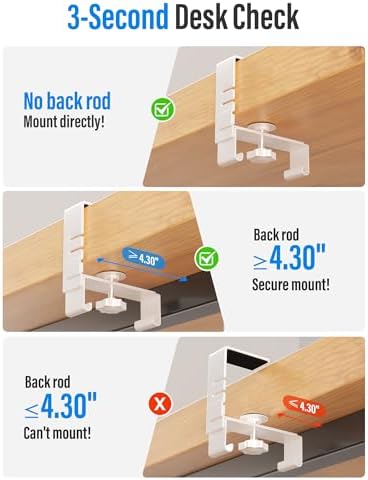 [Upgraded] Large Under Desk Cable Management Tray, Cinati Cable Management Under Desk No Drill, 42" Fabric Cord Hider for Wire Organizer, Cord Organizer for Office, Home - Supports Up to 30lbs White