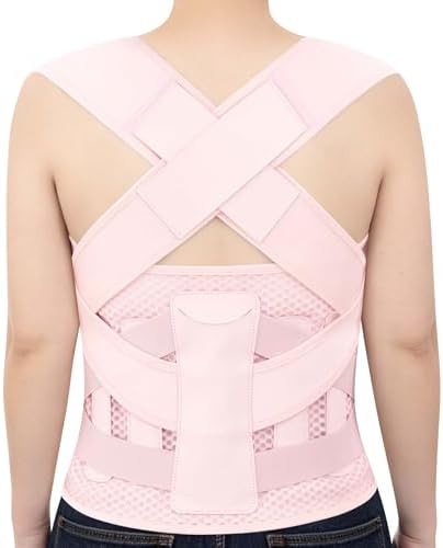 Posture Corrector Back Brace for Women and Men Lightweight Adjustable Comfortable Back Straightener Support Helps Reduce (Pink, X-Large)