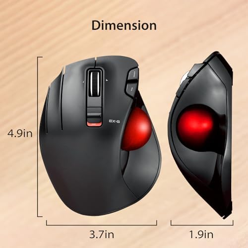 ELECOM EX-G Left Handed Thumb Control Trackball Mouse Wireless M-XT4DRBK-G