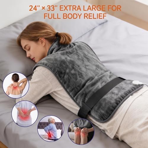 Heating Pad for Back, Weighted Heating Pad for Neck and Shoulders and Back, Birthday Gifts for Women, Mothers Day Gifts, Gifts for Mom Birthday, Dad Birthday Gift, Fathers Day,Grandma Gifts