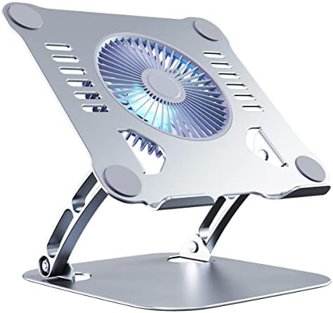 SHUWEI Laptop Cooling Stand with 3 Speed Fan, fits 10-15” Notebook, Silver