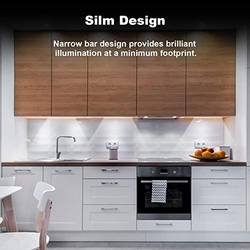 6PCS x 12 Inch Under Cabinet Lights Plug-in, Dimmable LED Under Cabinet Lighting, Cold White 6000K Under-Counter Light Fixtures with Memory Function, Under Counter LED Lights for Kitchen