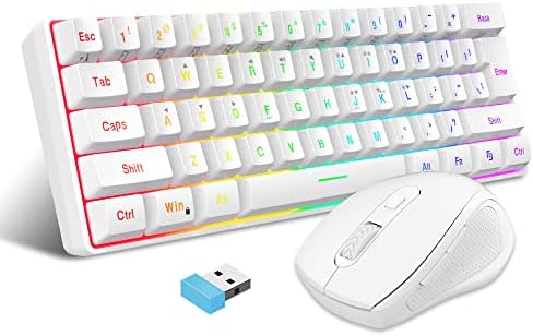 Snpurdiri 2.4G 60% Wireless Gaming Keyboard and Mouse Combo (White)