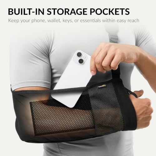BraceUP Arm Sling with Padded Strap & Storage Pocket, One Size