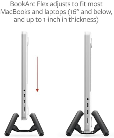 Twelve South BookArc Flex Vertical Laptop Stand – Space-Saving MacBook Stand, Adjustable Holder for Desk, Single Slot Dock for Monitor Display, Non-Slip, Upright Storage, Black