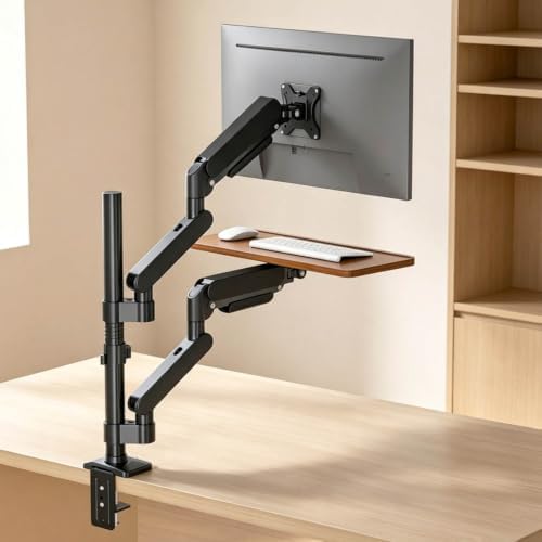 Monitor Stand with Keyboard Tray, Gas Spring Full Motion Desk Mount