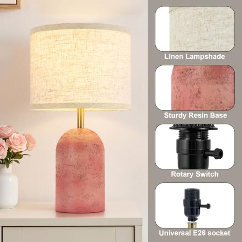 GyroVu Table Lamps Set of 2, Resin Bedside Lamps for Living Room Bedroom