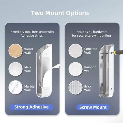 ELETIUO Wall & Under Desk Laptop Mount Holder–Adhesive & Screw in,1.02"/ 26 mm,Anti-Scratch Pads,Universal for MacBooks,Surface,Keyboards,Tablets,Switch &More,Matte Silver