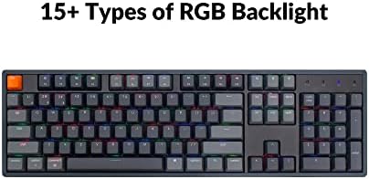 Keychron K10 Full Size 104 Keys Bluetooth Wireless/USB Wired Mechanical Gaming Keyboard for Mac with Keychron Super Red Switch/RGB Backlight/Multitasking Computer Keyboard for Windows, Aluminum Frame