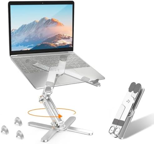 MOALLIA N86 360 Rotating Laptop Stand for Desk with Locking Knobs, Silver