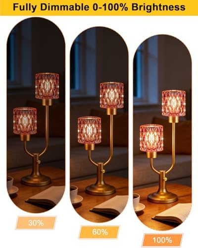 Lightdot Bedside Table Lamps Set of 2 Dimmable Vintage Lamp for Bedroom