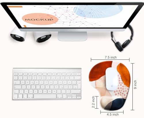 JIKIOU Ergonomic Mouse Pad with Gel Wrist Rest 2 Pack, Portable Small Boho