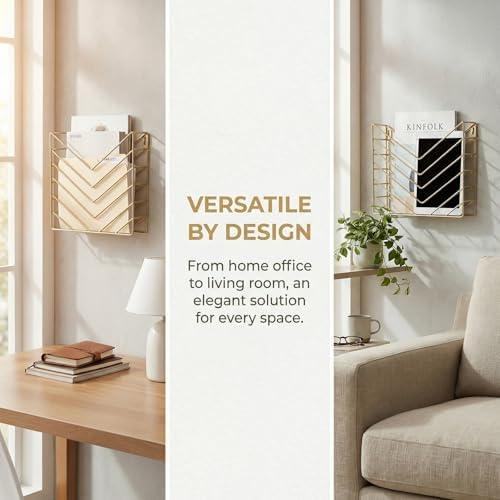 Wall Mounted Magzine Rack,Gold Wall Mount File Organizer