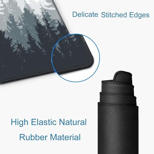 Gaming Mouse Pad Large, Keyboard Mouse Mat Desk Pad, Non-Slip Rubber Base with Stitched Edges Mousepad, 31.5X11.8 inch Misty Forest Tree