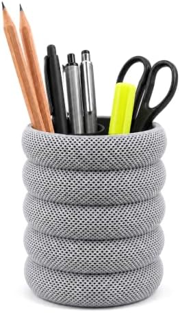 PowerTRC 3D Printed Grideo Pen Holder for Desk – Modern Pencil Cup Organizer, Office Supplies Holder, Classroom Teacher Desk Decor, Home Office Gift, Made in USA (Concrete Gray)