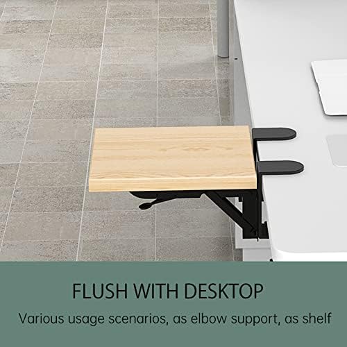 Sisyphy Ergonomics Desk Extender Tray, 9.5x9.1" Punch-Free Clamp on, Foldable Keyboard Drawer Tray, Table Mount Arm Wrist Rest Shelf, Computer Elbow Arm Support