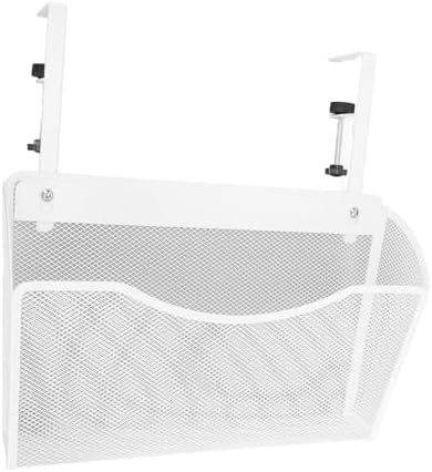 Office Under Desk Organizer Desk Side Storage Hanging Organizer Under Drawer Clamp On Mesh Metal with Adjustable Compartments for Home Office School Dormitory (White)