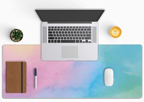 Large Gaming Mouse Pad with Stitched Edges, Watercolor Batik Desk Mat Extended Keyboard Pad, Non-Slip Rubber Base Desk Pad for Keyboard and Mouse, 31.5X11.8 inch