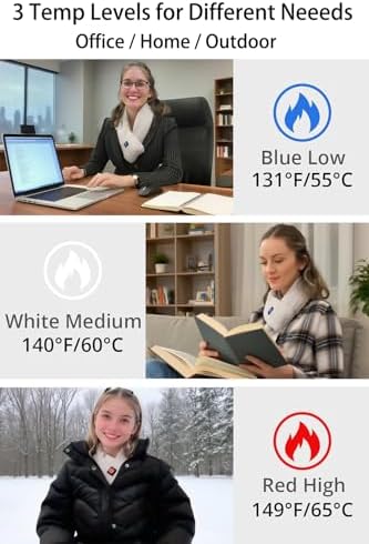 Neck Heating Pad, Electric Heated Scarf with 5000mAh Power Bank, Cordless Neck Warmer for Pain Relief