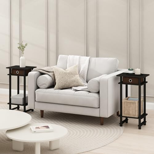 Furinno Turn-N-Tube Set of 2 Toolless 3-Tier Side Table, Black Espresso