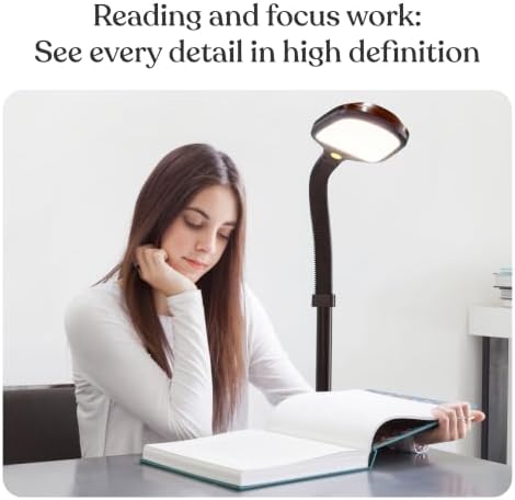 Brightech Litespan - Bright LED Floor Reading Lamp for Over Chair Crafts and Reading, Estheticians' Light for Lash Extensions, Adjustable Standing Lamp for Living Room, Bedroom, Office - Havana Brown
