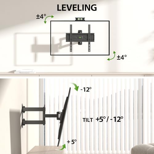 USX MOUNT Swivel TV Wall Mount for 26-60 Inch TVs up to 80 lbs, Single Articulating Arm, Full Motion TV Wall Mount Bracket with Swivel and Tilt, Max VESA 400x400mm