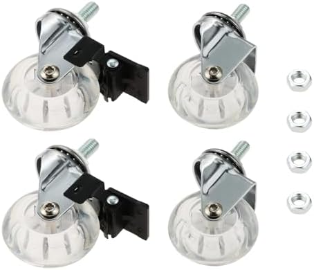 Castor Wheels 2-inch 8 * 15 Screw Brake Transparent Wheel Screw Threaded Stem Casters Office Chair Caster Wheel Clear Swivel Casters with Brake for Sofa Chair Cabinet Casters Wheels,Stem Casters