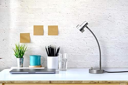 O’Bright Dimmable LED Desk Lamp with USB Charging Port (5V/2A), Full Range Dimming LED, Table Lamp with USB Charger, Flexible Gooseneck, Office Desk Lamp/Bedside Lamp, Vintage Design (Aluminum)