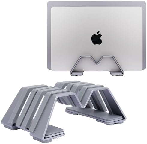 Adjustable Dual Vertical Laptop Stand - Supports 2 Devices Holder, Fit for All Laptops(10-30mm Thickness) - Fashion Design, Adjustable Width, Anti-Slip & Scratch-Resistant, Patented Design