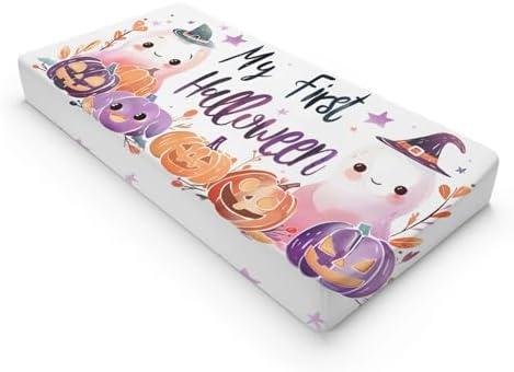 Cartoon Halloween Pumpkin Witch Hats Baby Changing Pad Cover, Unisex Fall Winter Holiday Nursery Diaper Changing Table Pad Mat Sheet for Boys Girls-16x32