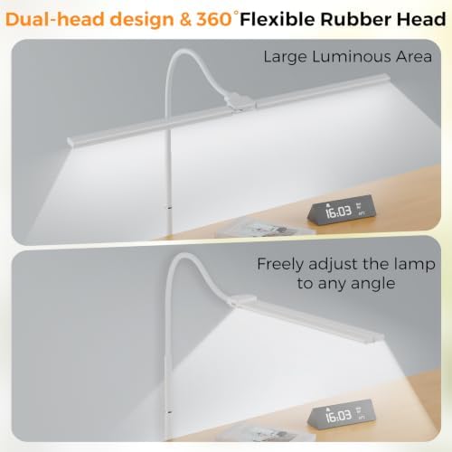 Dual-head LED Floor Lamp 20W 1400LM Adjustable Neck Bright Light White