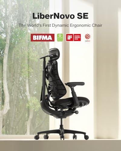 LiberNovo Omni SE Dynamic Ergonomic Office Chair, Manual Lumbar, 48cm