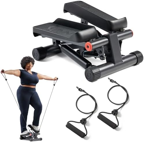 Sunny Health & Fitness Mini Stair Stepper w/Resistance Bands for Home Gym