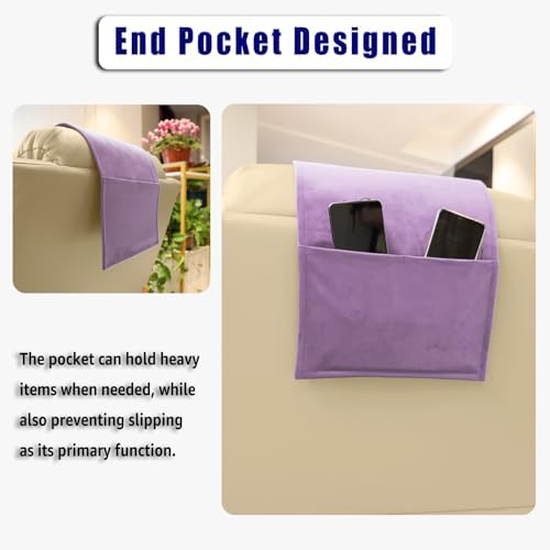 Velvet Recliner Headrest Pillow, Non-Slip Neck Support, Lavender