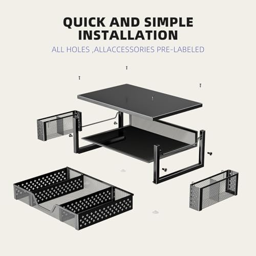 Simple Trending Desk Organizer and Accessories, Monitor Stand Riser, Black