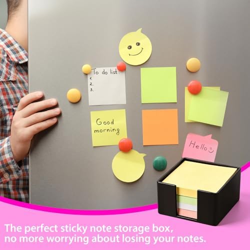 3x3 Inch Black Acrylic Sticky Note Holder – Notepad Dispenser for Desk, Dorm, Home or Office, Sturdy Opaque Design Keeps Notes Neat and Accessible