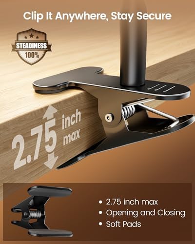 Glocusent 11.3"Wide Coverage Desk Lamp with Clamp,57 LED Clip on Desk Light