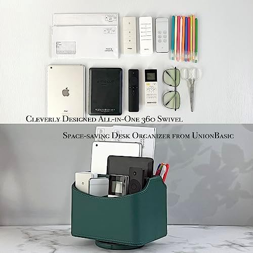 UnionBasic Rotating Desk Organizer, 360 Desk Spinning Caddy, Desktop TV Guide/Mail/Media/Remote Controller Holder Organizer,Green