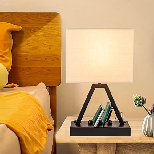 Briever Touch Control Table Lamp, 3-Way Dimmable Desk Lamp with USB C & USB A and AC Outlet, Bedside Lamps with Phone Stands for Bedroom, Living Room, Office, LED Bulb Included, Black