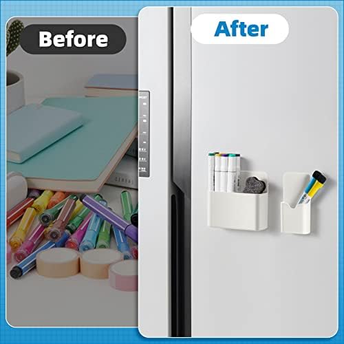 Magnetic Dry Erase Marker Holder, Magnetic Pen Holder Whiteboard Pen Holder Dry Erase Marker and Eraser Organizer,Powerful Neodymium Magnets 2 Pack (Magnetic holder-4pcs)