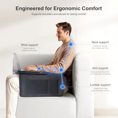 OPTIXCELL Lap Desk with Arm Rest, Ergonomic 17" Laptop Desk for Bed & Couch