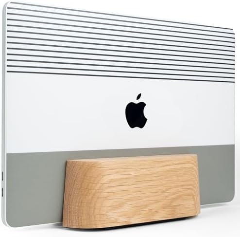 COREMINDED Adjustable Vertical Laptop Stand for Desk, Wooden Laptop Holder, MacBook Pro Stand, Wood Mac Air Dock (Solid Oak)